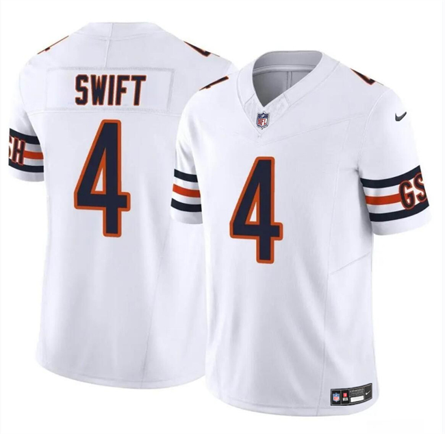 Men's Chicago Bears #4 D’Andre Swift White 2023 F.U.S.E. Vapor Football Stitched Jersey